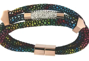 Roman Joyero Acero<Pulsera de acero y piel con 3 bandas en multicolor y adorno.