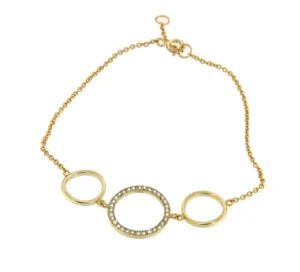 Roman Joyero Pulseras<Pulsera de plata dorada y tres círculos de distinto tamaño