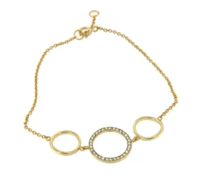 Roman Joyero Pulseras<Pulsera de plata dorada y tres círculos de distinto tamaño