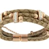 Roman Joyero Acero<Pulsera de triple cabo de acero y piel en color beige.