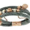 Roman Joyero Acero<Pulsera de triple cabo en acero y piel de color gris.