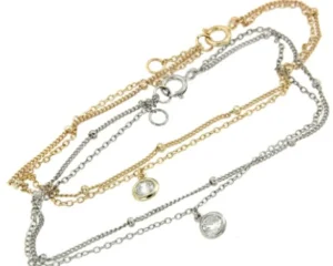 Roman Joyero Pulseras<Pulsera doble de plata chapada o rodiada con circonita
