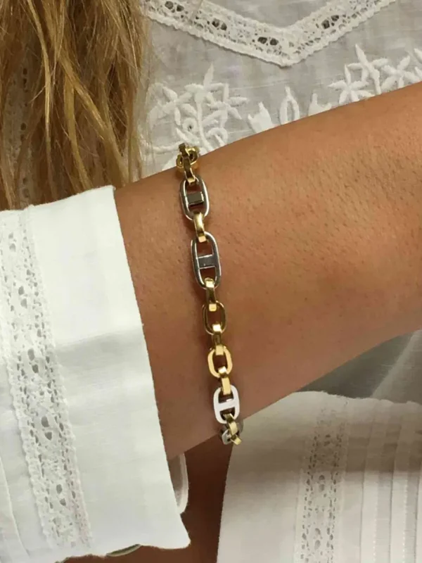Roman Joyero Pulseras<Pulsera FADIK de oro 18 ktes en blanco y amarillo tipo marinera