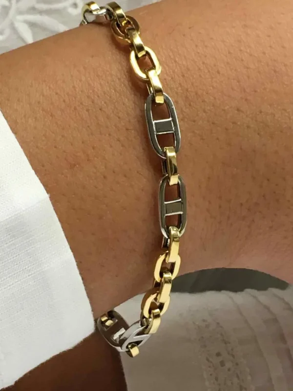 Roman Joyero Pulseras<Pulsera FADIK de oro 18 ktes en blanco y amarillo tipo marinera