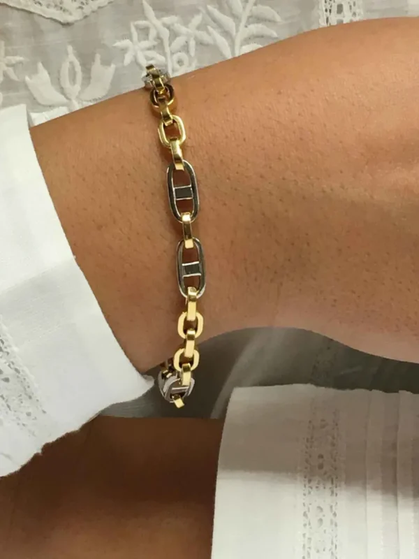 Roman Joyero Pulseras<Pulsera FADIK de oro 18 ktes en blanco y amarillo tipo marinera