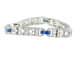 Roman Joyero Pulseras<Pulsera GANTE de plata 1ª ley rodiado con circonitas y cuarzos zafiros