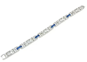 Roman Joyero Pulseras<Pulsera GANTE de plata 1ª ley rodiado con circonitas y cuarzos zafiros