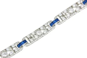 Roman Joyero Pulseras<Pulsera GANTE de plata 1ª ley rodiado con circonitas y cuarzos zafiros