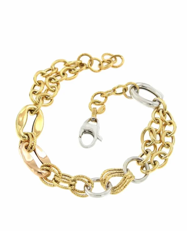 Roman Joyero Pulseras<Pulsera KEDI distintos tramos de cadenas en oro 3 colores de 18 ktes