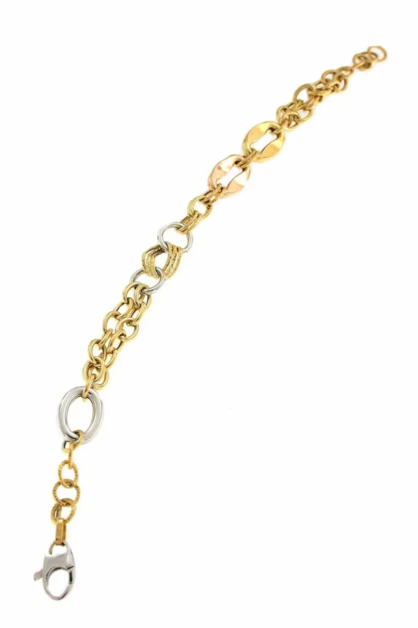 Roman Joyero Pulseras<Pulsera KEDI distintos tramos de cadenas en oro 3 colores de 18 ktes