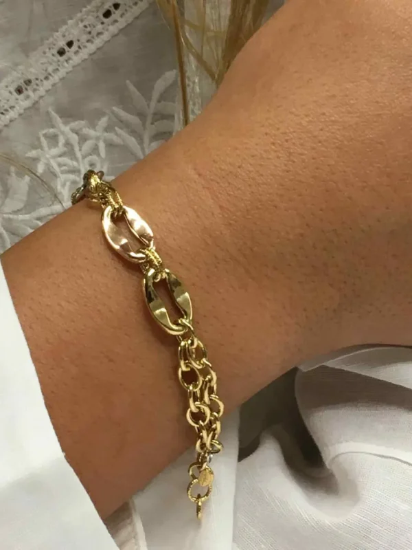 Roman Joyero Pulseras<Pulsera KEDI distintos tramos de cadenas en oro 3 colores de 18 ktes