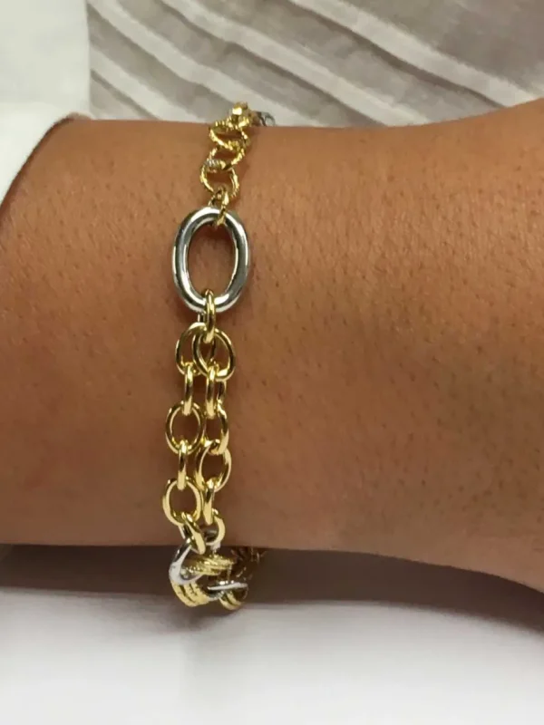 Roman Joyero Pulseras<Pulsera KEDI distintos tramos de cadenas en oro 3 colores de 18 ktes