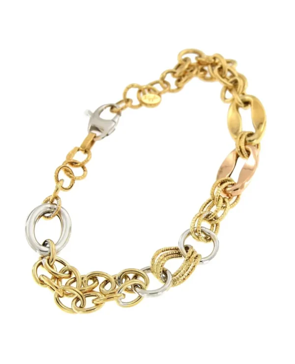 Roman Joyero Pulseras<Pulsera KEDI distintos tramos de cadenas en oro 3 colores de 18 ktes
