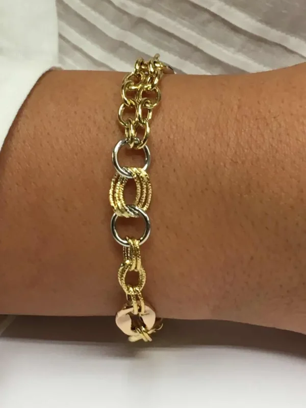 Roman Joyero Pulseras<Pulsera KEDI distintos tramos de cadenas en oro 3 colores de 18 ktes