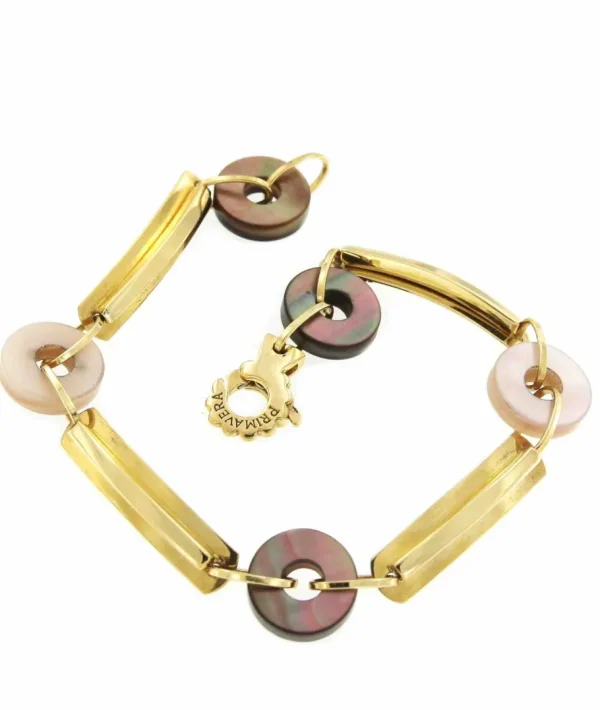 Roman Joyero Pulseras<Pulsera MESUTE modernismo en oro de 18 ktes con nácar 2 colores
