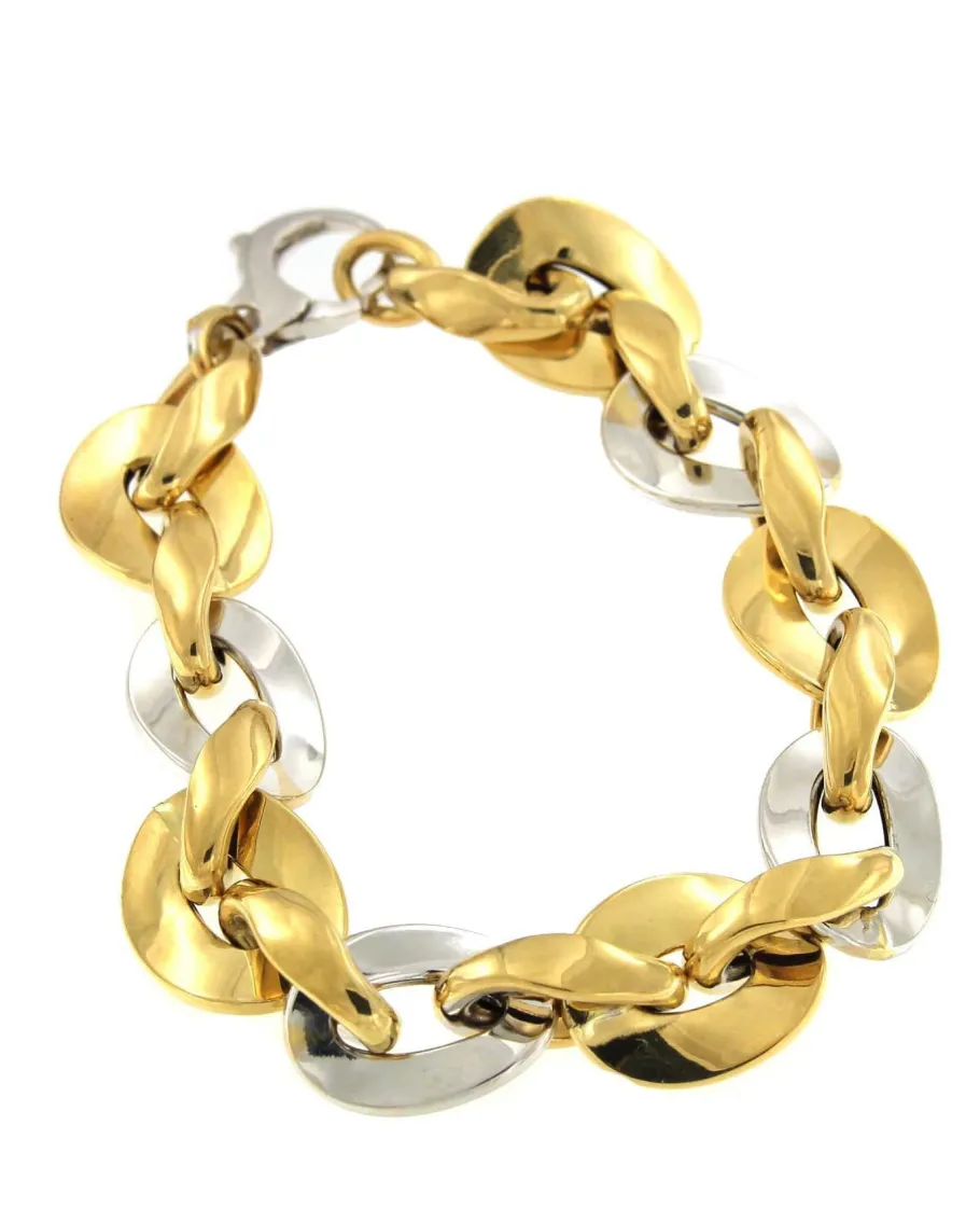 Roman Joyero Pulseras<Pulsera OMER en 2 colores de oro 18 kts con eslabones huecos