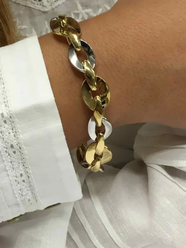 Roman Joyero Pulseras<Pulsera OMER en 2 colores de oro 18 kts con eslabones huecos