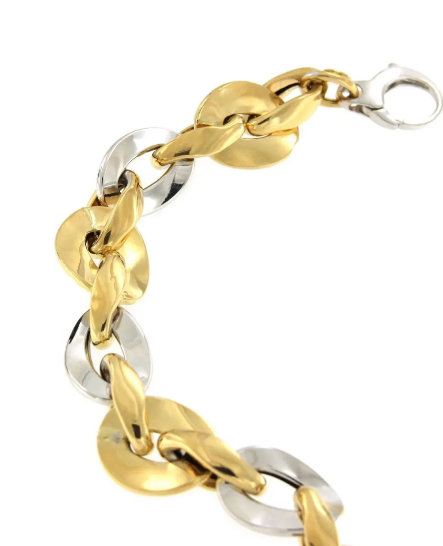 Roman Joyero Pulseras<Pulsera OMER en 2 colores de oro 18 kts con eslabones huecos