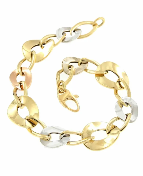 Roman Joyero Pulseras<Pulsera RAFET eslabones barbados huecos en 3 colores de oro