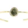 Roman Joyero Pulseras<Pulsera rígida de plata con baño de oro y piedra labradorite