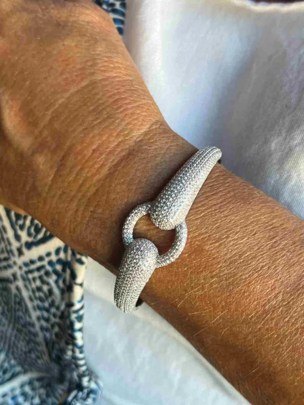 Roman Joyero Pulseras<Pulsera rígida KOSOVO de plata 1ª ley con circonitas