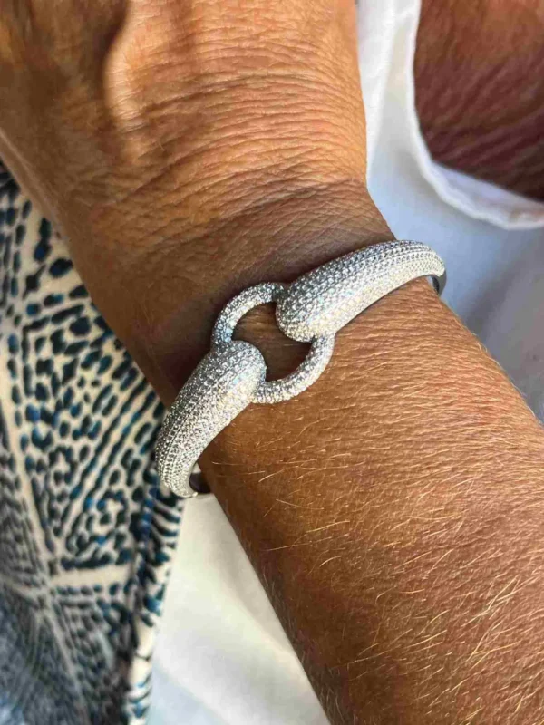 Roman Joyero Pulseras<Pulsera rígida KOSOVO de plata 1ª ley con circonitas