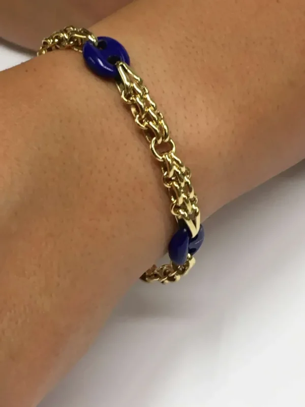 Roman Joyero Pulseras<Pulsera SUNA oro 18 ktes amarillo y calabrotes en lapislázuli.