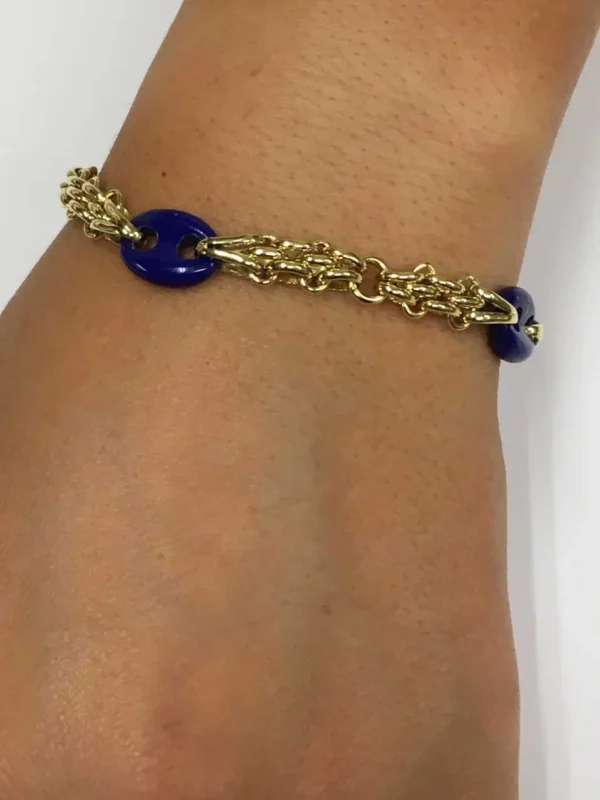 Roman Joyero Pulseras<Pulsera SUNA oro 18 ktes amarillo y calabrotes en lapislázuli.