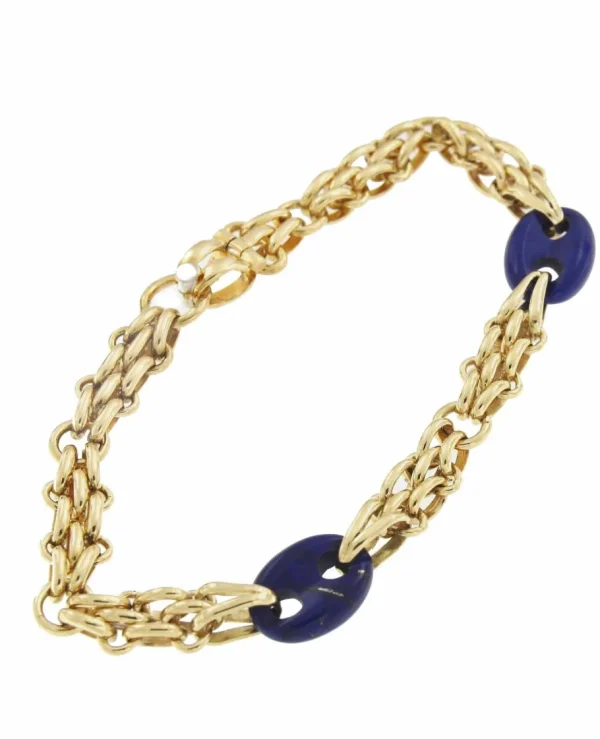 Roman Joyero Pulseras<Pulsera SUNA oro 18 ktes amarillo y calabrotes en lapislázuli.