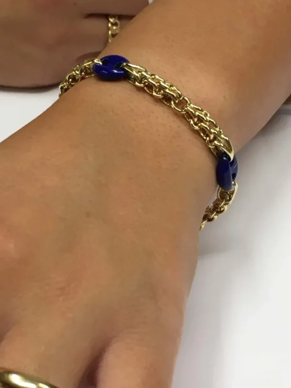 Roman Joyero Pulseras<Pulsera SUNA oro 18 ktes amarillo y calabrotes en lapislázuli.