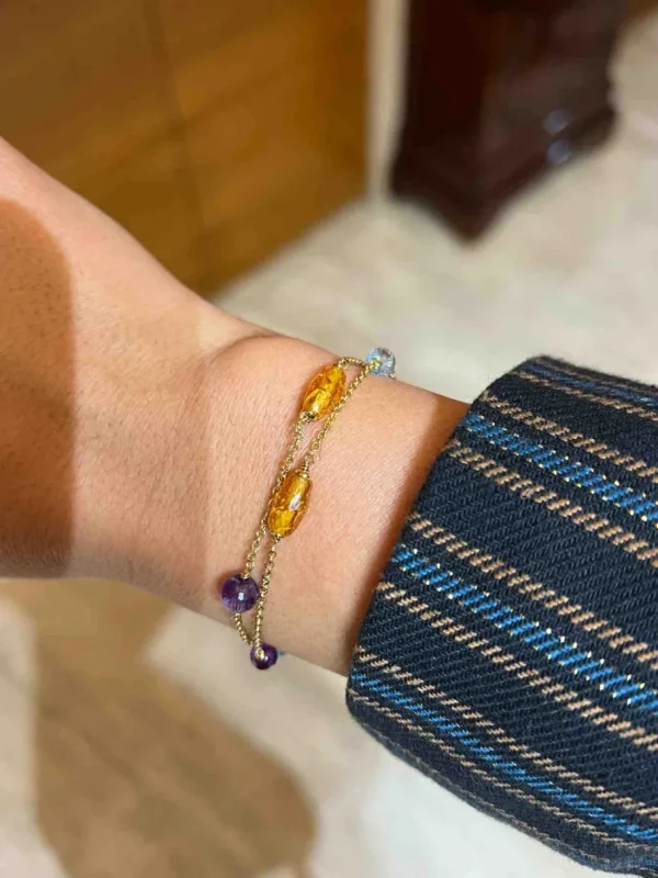 Roman Joyero Pulseras<Pulsera YUNUS con piedras semipreciosas montadas en oro amarillo