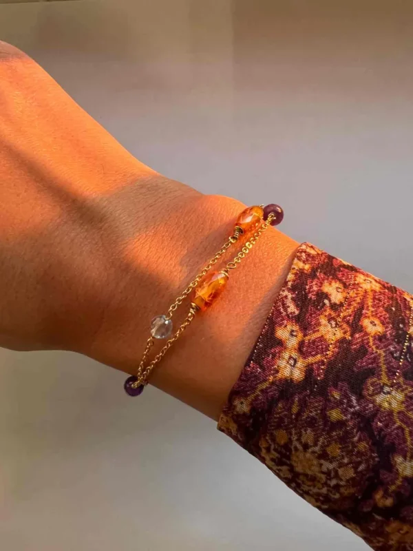 Roman Joyero Pulseras<Pulsera YUNUS con piedras semipreciosas montadas en oro amarillo