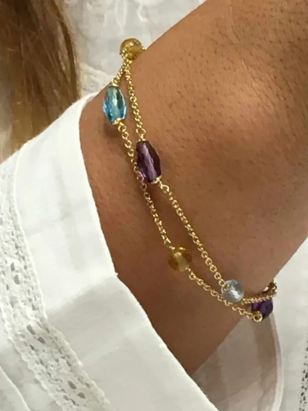 Roman Joyero Pulseras<Pulsera YUNUS con piedras semipreciosas montadas en oro amarillo