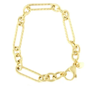Roman Joyero Pulseras<PUNTA ALA pulsera plata 1ª ley bañada oro eslabones lisos y mate