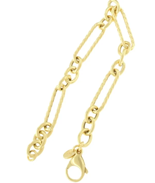 Roman Joyero Pulseras<PUNTA ALA pulsera plata 1ª ley bañada oro eslabones lisos y mate
