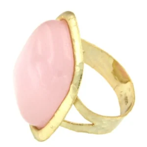 Roman Joyero Anillos<RAQUEL, anillo de plata dorada con cuarzo rosa