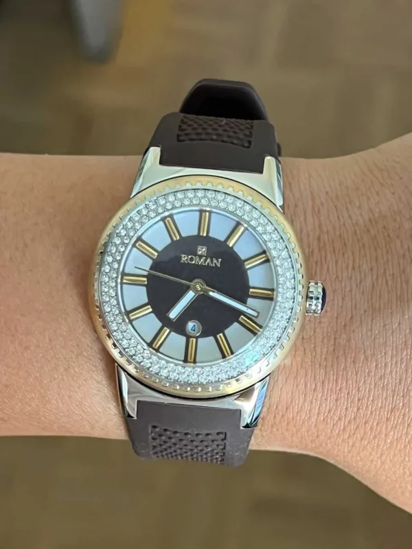 Roman Joyero Relojes<Reloj dorado y plateado Román con correa de caucho marrón