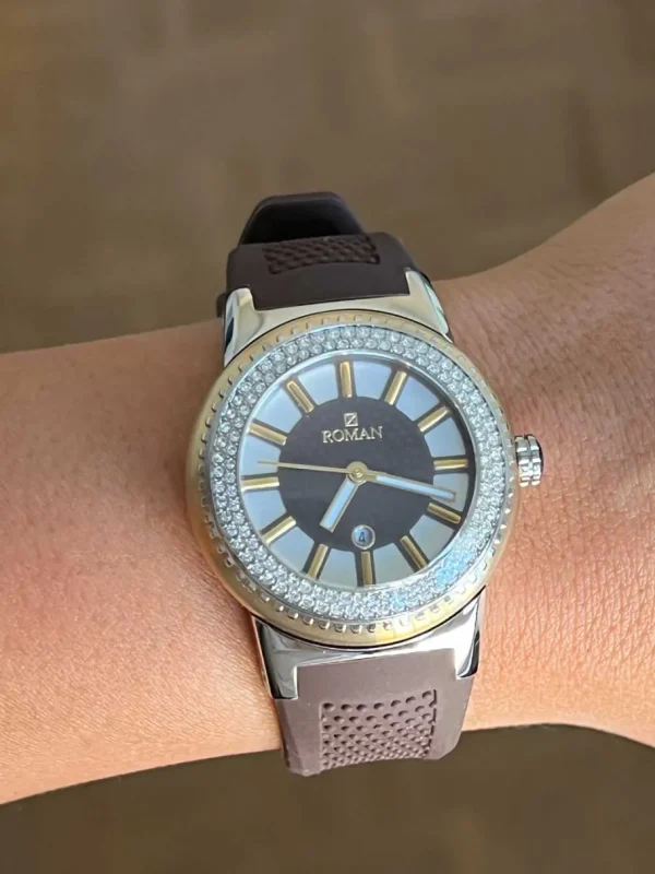 Roman Joyero Relojes<Reloj dorado y plateado Román con correa de caucho marrón