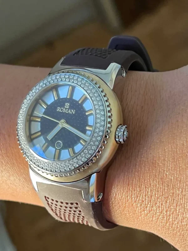 Roman Joyero Relojes<Reloj dorado y plateado Román con correa de caucho marrón