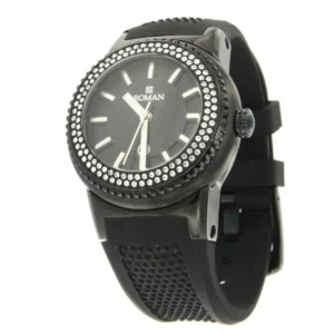 Roman Joyero Relojes<Reloj Román blanco y negro con correa de caucho negra.