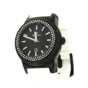 Roman Joyero Relojes<Reloj Román blanco y negro con correa de caucho blanca.