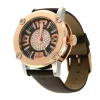 Roman Joyero Relojes<Reloj Román rosa y blanco con correa de seda color marrón.