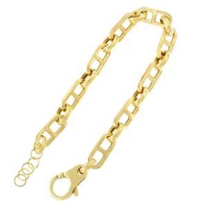 Roman Joyero Pulseras<RIGLOS pulsera plata 1ª ley bañada oro eslabones marinos