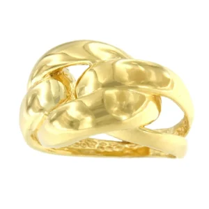 Roman Joyero Anillos<RINALDO anillo ancho barbado pulido en plata 1ª ley bañada oro
