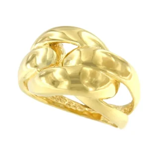 Roman Joyero Anillos<RINALDO anillo ancho barbado pulido en plata 1ª ley bañada oro
