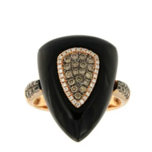 Roman Joyero Anillos<RUMBA, anillo de oro rosa, onyx negro y diamantes