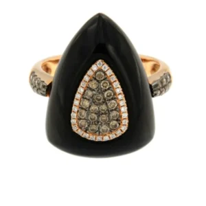 Roman Joyero Anillos<RUMBA, anillo de oro rosa, onyx negro y diamantes