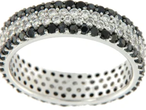 Roman Joyero Anillos<SABATINI, anillo de plata con circonitas blancas y negras