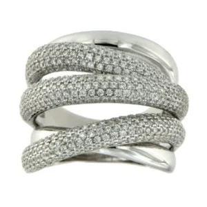 Roman Joyero Anillos<SASHA, anillo ancho de plata con circonitas