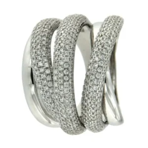 Roman Joyero Anillos<SASHA, anillo ancho de plata con circonitas
